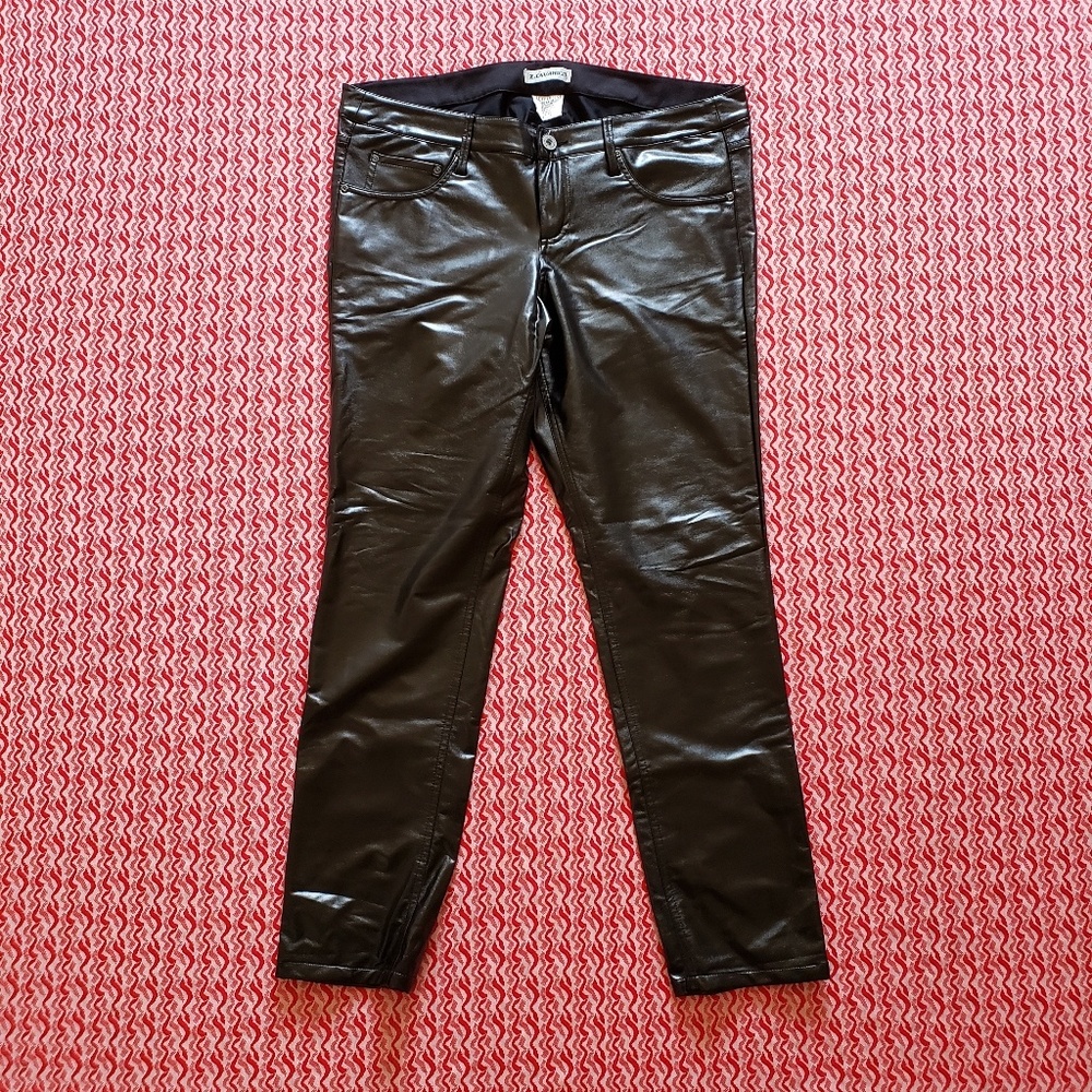 Black Faux Vinyl Skinny Pants - Size 16
